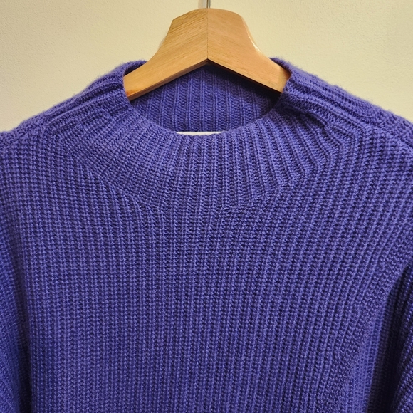 Athleta Wool/Cashmere Azalea Wrap Sweater, Noble Blue Mock-Neck Wrap Sz. Small - Picture 6 of 9